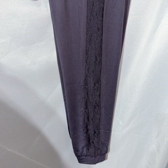 BEBE Pajama Set Pants Elastic Waist Lace Panel rim Down the Legs Size L - Picture 14 of 16